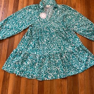 Umgee Teal/White Tiered Sundress